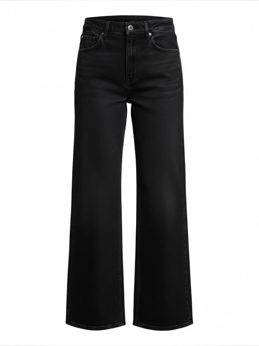 PAIGE Anessa Black High-Rise Wide-Leg Cropped Jeans Size 28